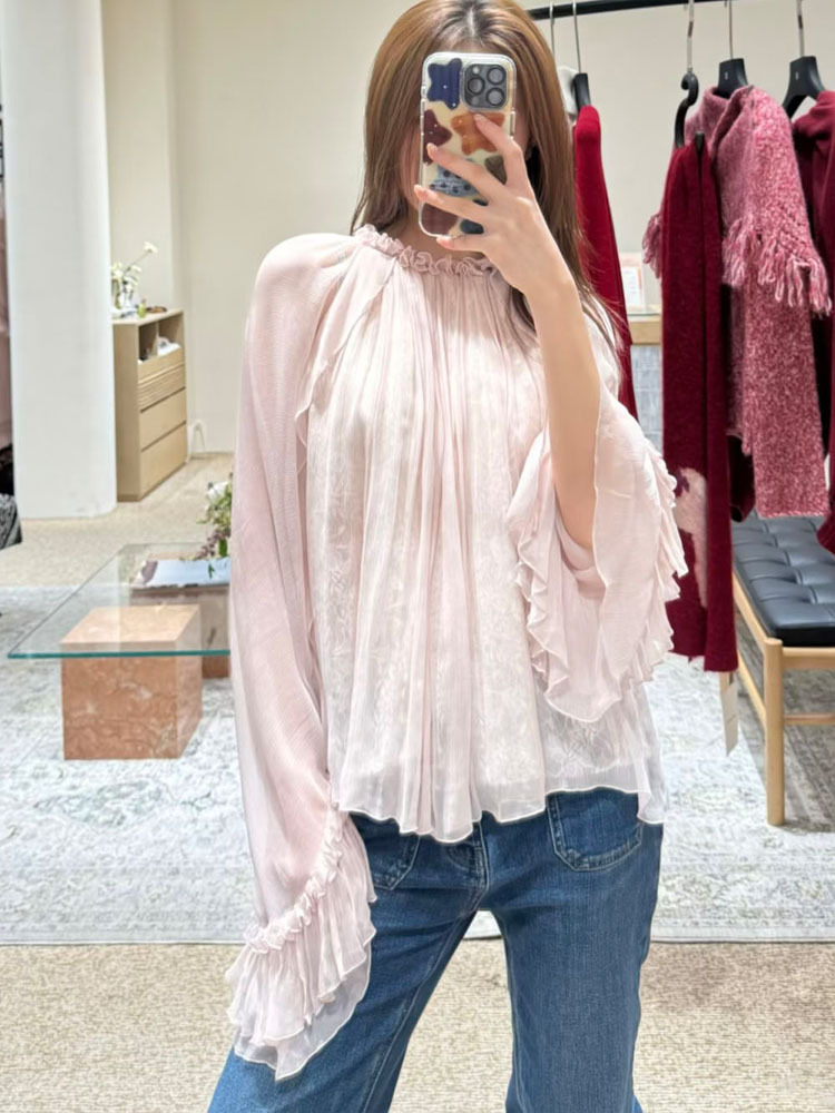 Women'S Fashion For Summer 2026 - Atasan longgar berenda dengan aksen ruffle,