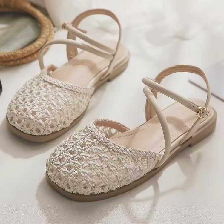 Women'S Fashion Sandals - Sandal tertutup gaya Prancis untuk Wanita,