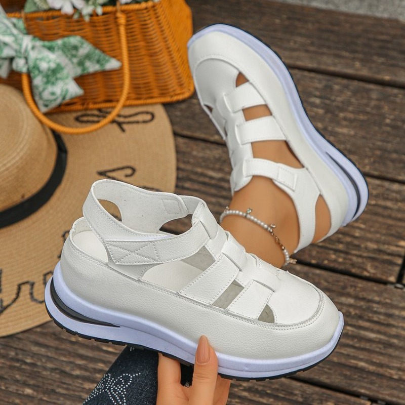 Women'S Fashion Velcro Sneakers - Sandal Sneaker Platform Wanita dengan Potongan