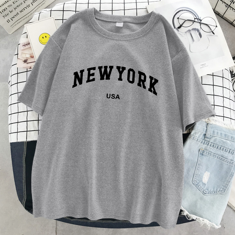 Women Fashion Usa - New York kaus grafis huruf Kota