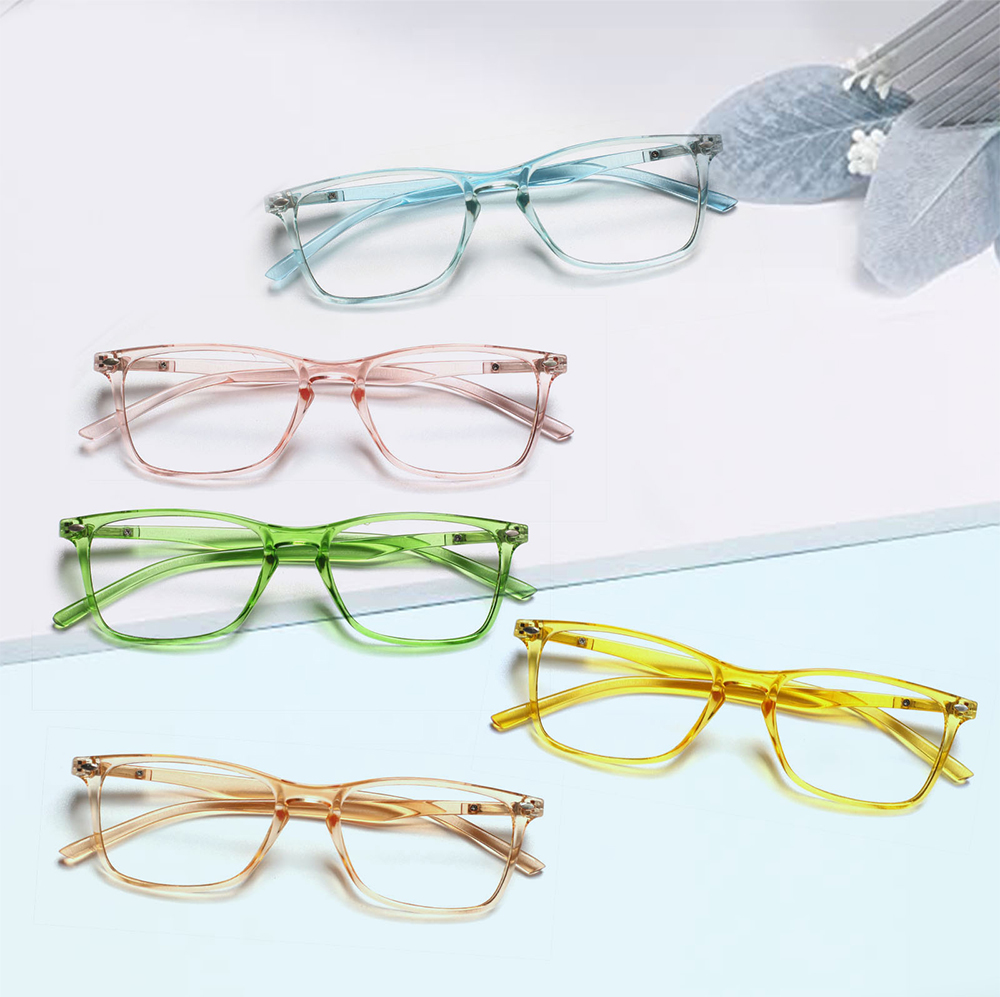 Women'S Fashion Glasses With Clear Lenses - Kacamata Baca Bingkai Persegi Panjang Transparan