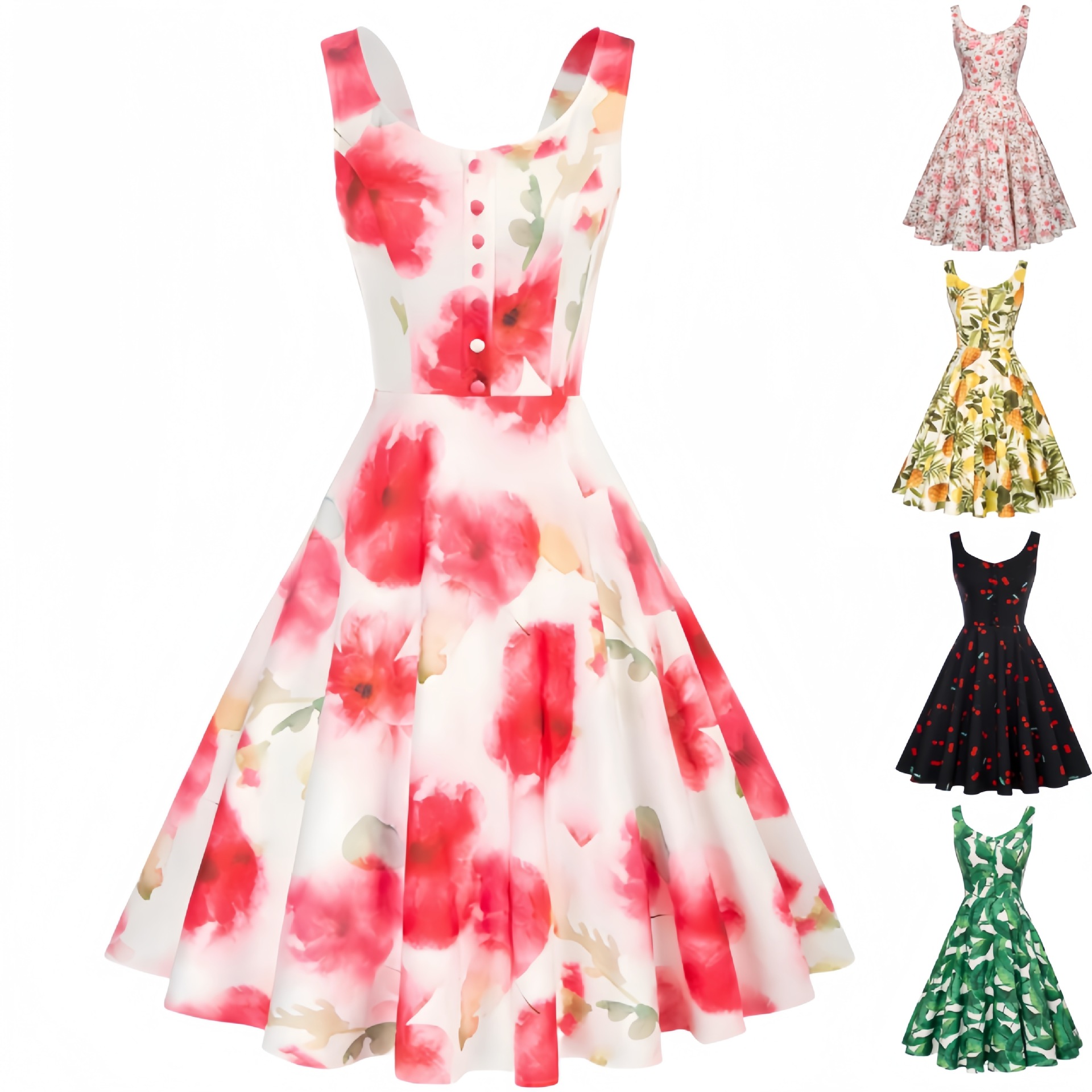 Women'S Fashion In The 1950S - Gaun Koktail Tanpa Lengan Retro 1950-an,