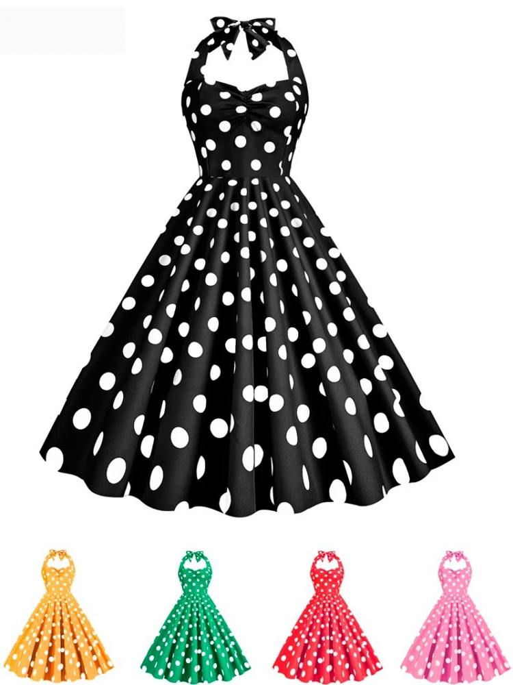 Women'S Fashion In The 1950S - Gaun Polkadot Retro Wanita Seksi Model