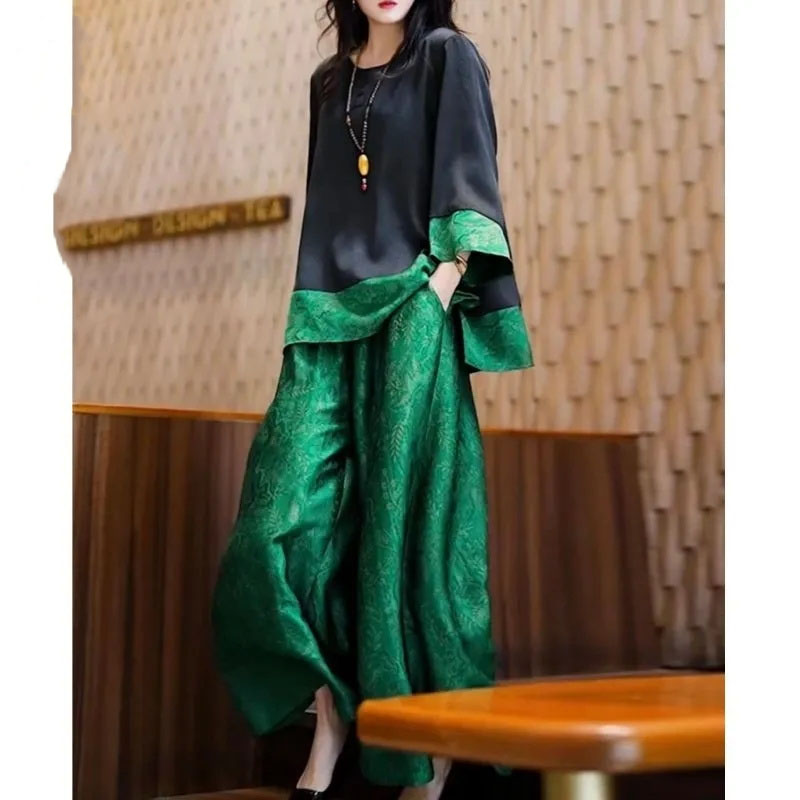 Pakaian Satin Longgar Wanita M - Wide Leg Palazzo Pants ulasan dan harga