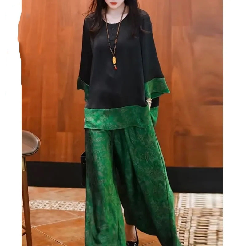 Pakaian Satin Longgar Wanita M - Wide Leg Palazzo Pants ulasan dan harga