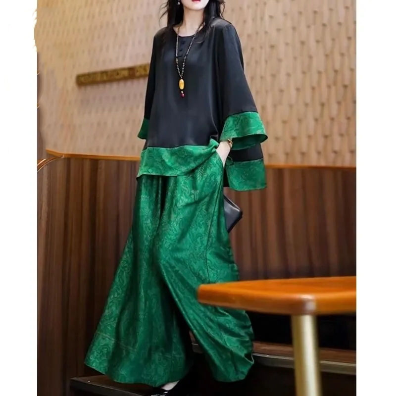 Pakaian Satin Longgar Wanita M - Wide Leg Palazzo Pants ulasan dan harga