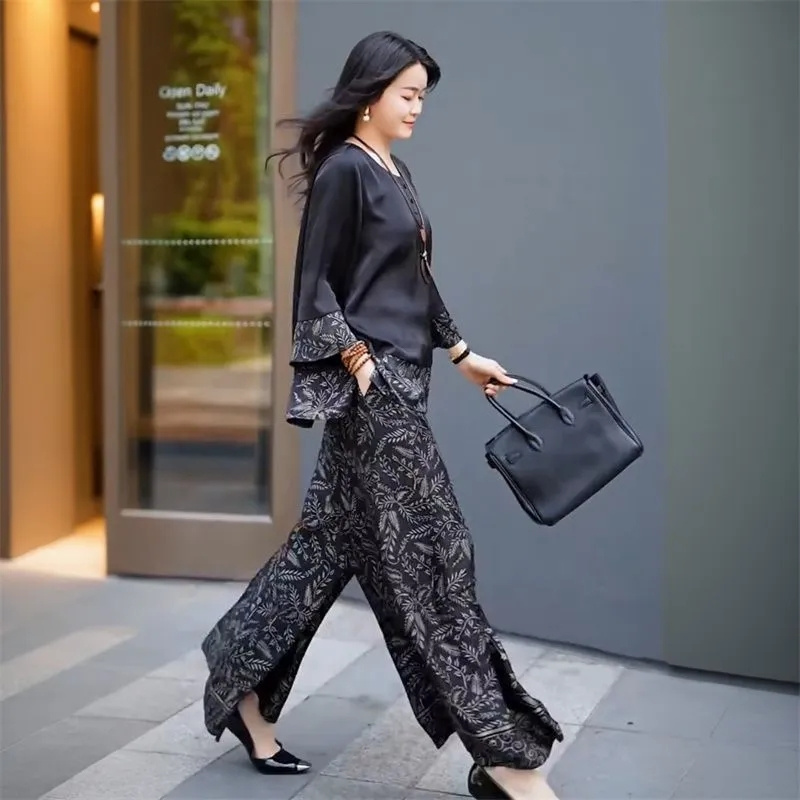Pakaian Satin Longgar Wanita M - Wide Leg Palazzo Pants ulasan dan harga