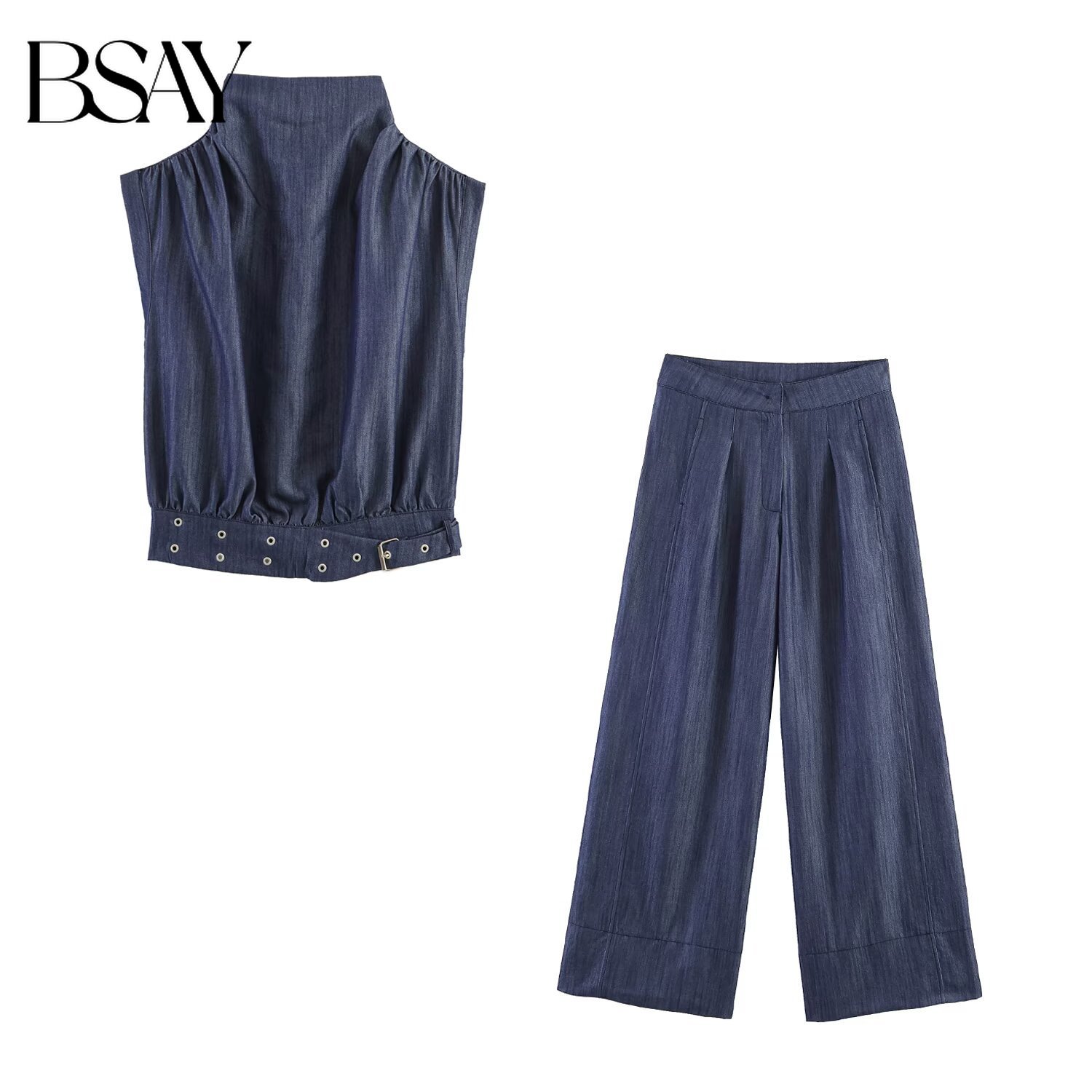 Set atasan pendek tanpa lengan - Wide Leg Palazzo Pants ulasan dan harga