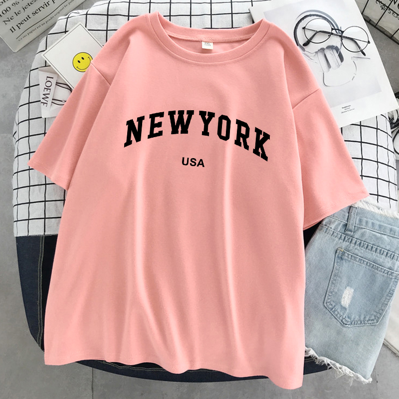 New York kaus grafis huruf Kot - Women Fashion Usa ulasan dan harga