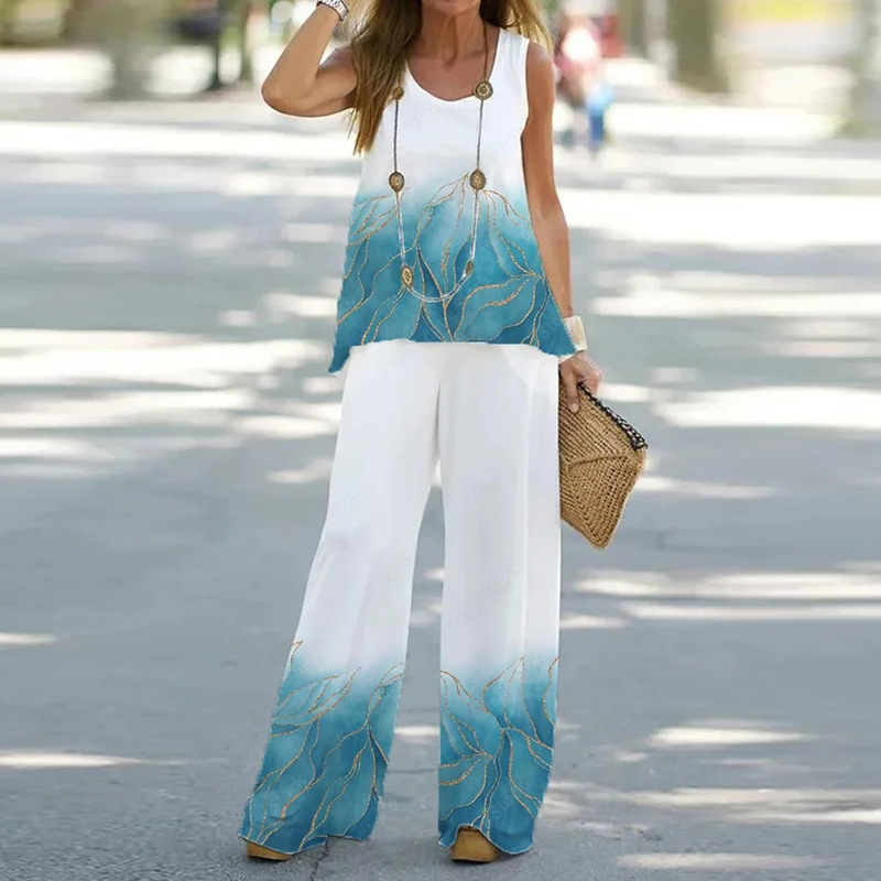 Setelan Tank And celana wanita - Wide Leg Palazzo Pants ulasan dan harga