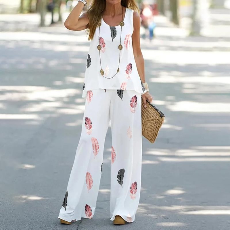 Setelan Tank And celana wanita - Wide Leg Palazzo Pants ulasan dan harga