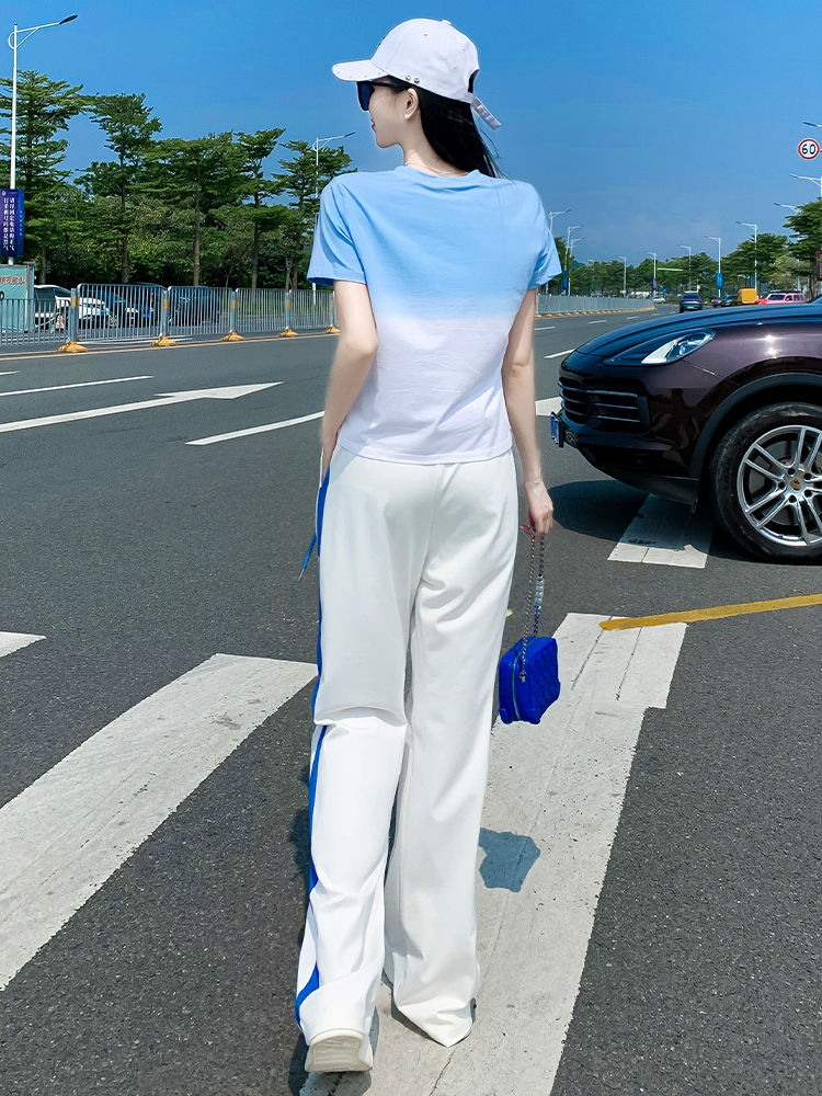 T-shirt lengan pendek warna mo - Wide Leg Palazzo Pants ulasan dan harga