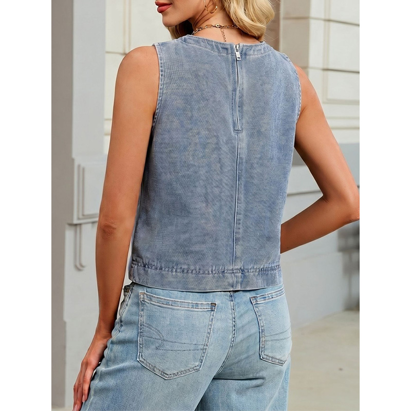 Benuynffy Rompi Denim Leher Bu - Women Fashion Vest ulasan dan harga