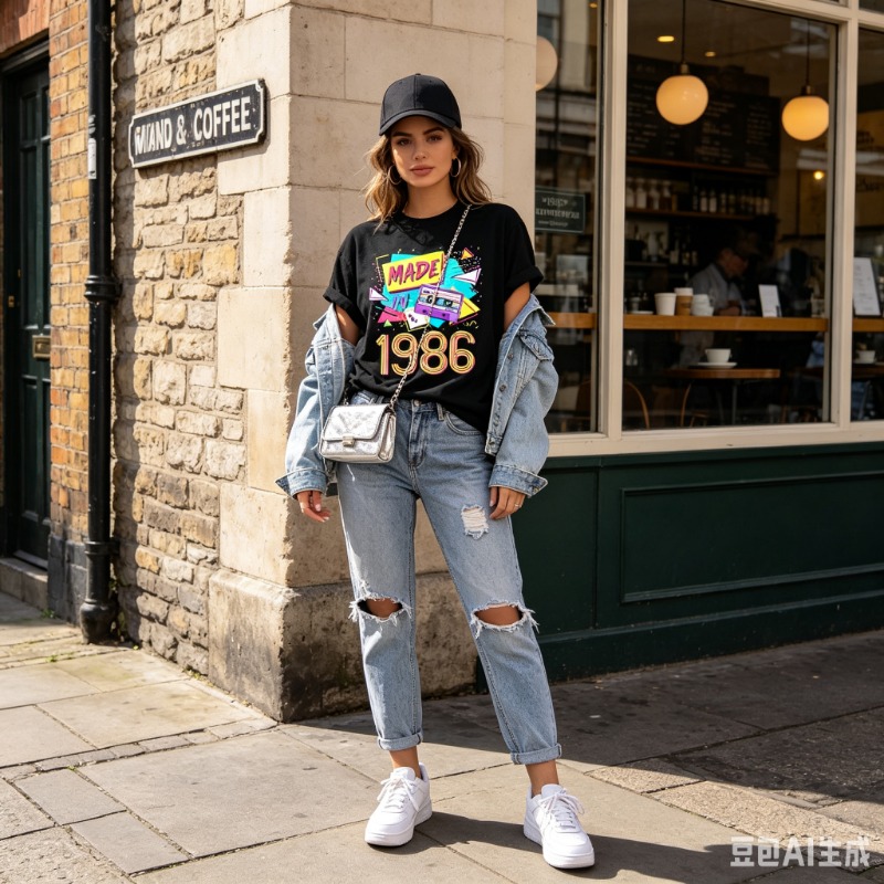 Kaos Grafis Retro 80-an Wanita - Women Fashion 80S ulasan dan harga
