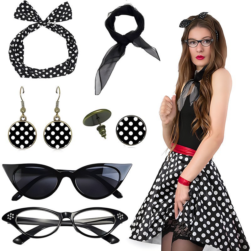 Set Aksesori Polka Dot Pesta K - Women'S Fashion In The 1950S ulasan dan harga