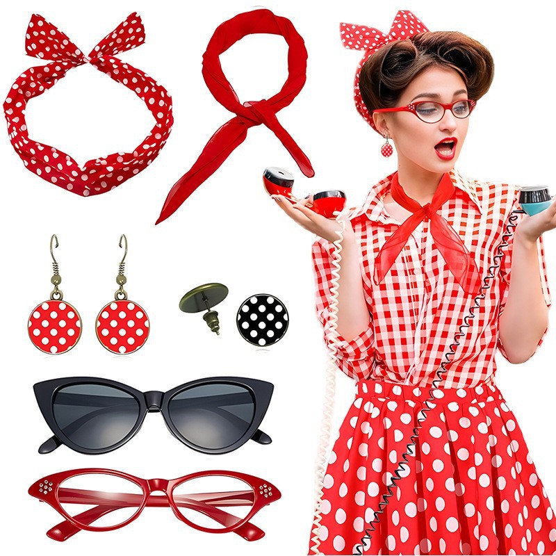 Set Aksesori Polka Dot Pesta K - Women'S Fashion In The 1950S ulasan dan harga