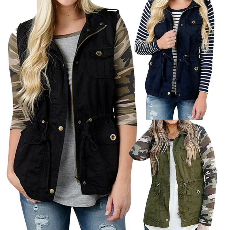 Fashion Wanita Rompi Olive Kar - Women'S Fashion Utility Vest ulasan dan harga